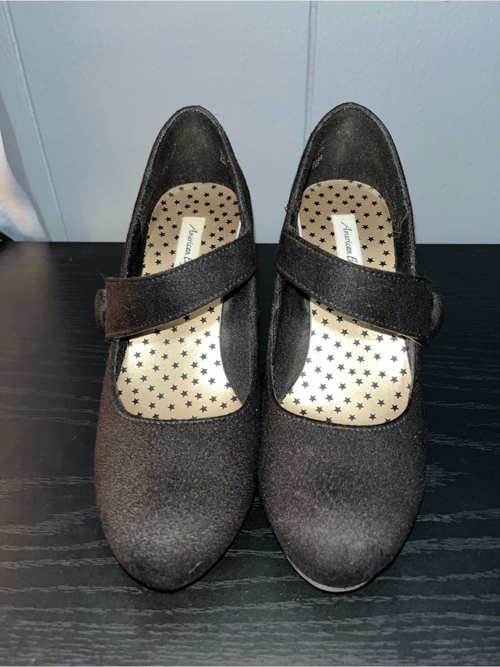 American Eagle Outfitters Black Mary Jane Heels with Star-Print Insole